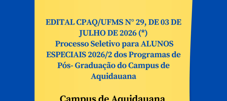 PROCESSO SELETIVO PARA ALUNOS ESPECIAIS 2026/2